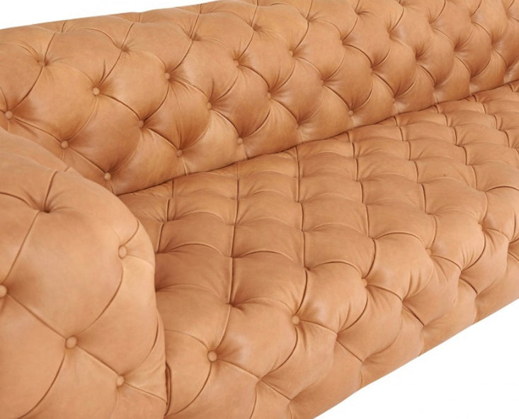 Devi Camel Italian Leather Sofa