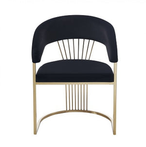 Adelpha Smaller Black Velvet with Polished Gold Dining Chair - Luxury Living Collection