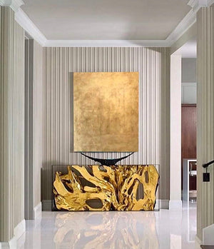 Cast Root Gold Leaf Framed Large Console Table