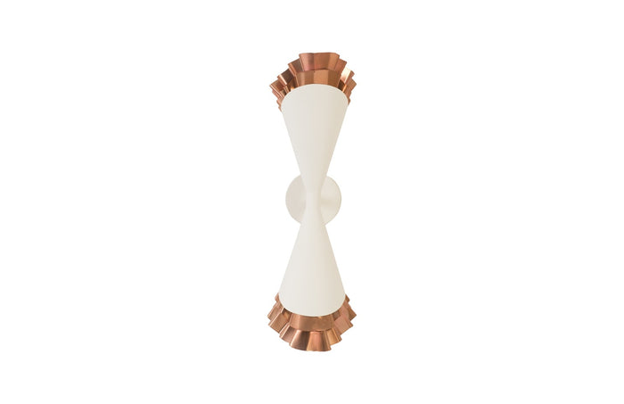 Shuffle White with Copper Wall Sconce Light