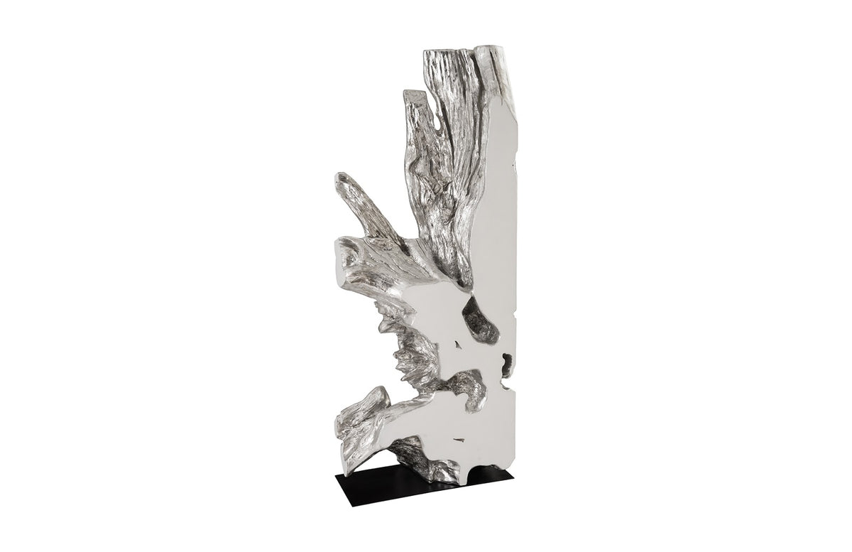 Wyn White & Silver Leaf Floor Sculpture