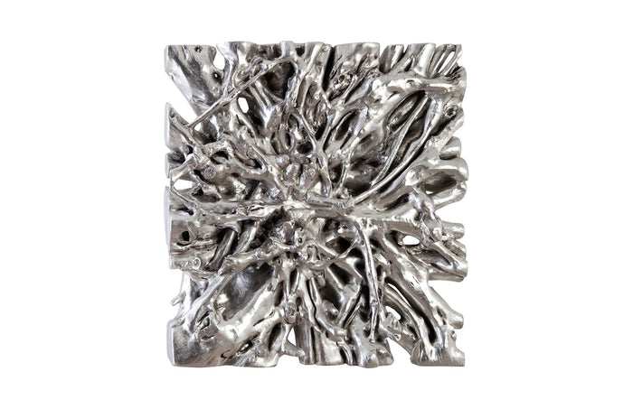 Tree Root Wall Sculpture IV (Silver Leaf)