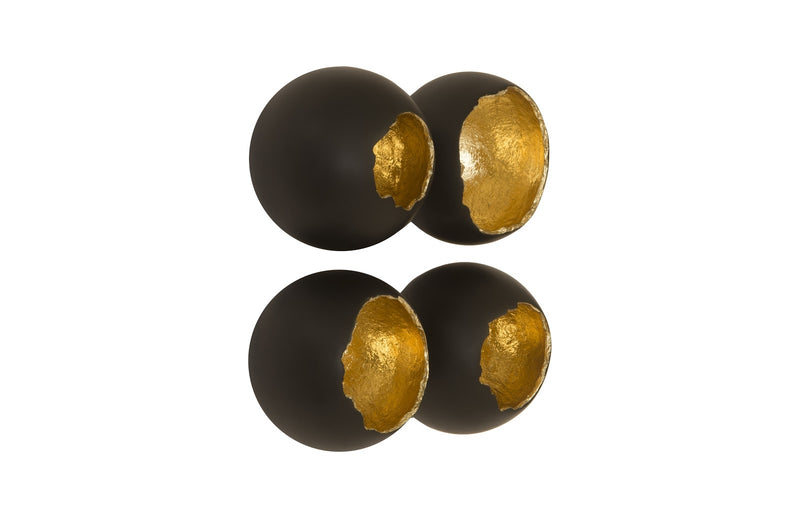 Egg Shells Black and Gold Leaf Wall Sculpture (Set of Four)