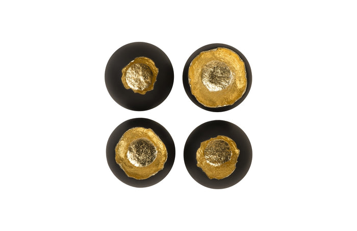 Egg Shells Black and Gold Leaf Wall Sculpture (Set of Four)