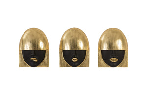 Black & Gold Face Wall Sculptures (Set of Three)