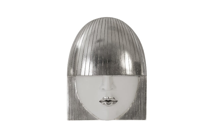 White & Silver Face Wall Sculptures (Set of Three)