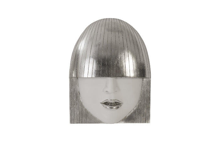 White & Silver Face Wall Sculptures (Set of Three)