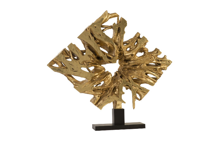 Gold Leaf Cast Teak Sculpture