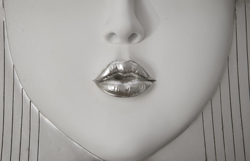 Silver Leaf Kiss Face Wall Sculpture