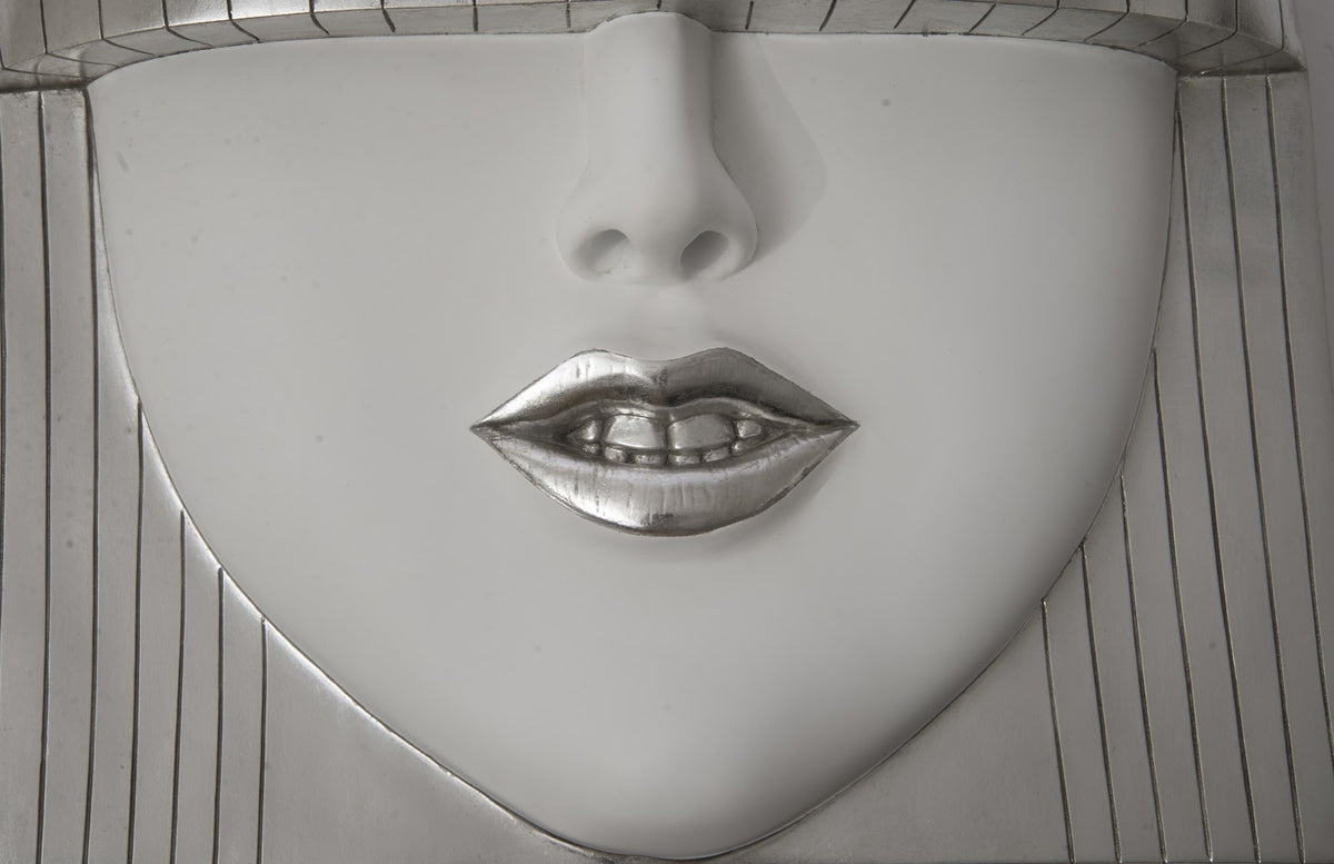 Silver Leaf Smile Face Wall Sculpture