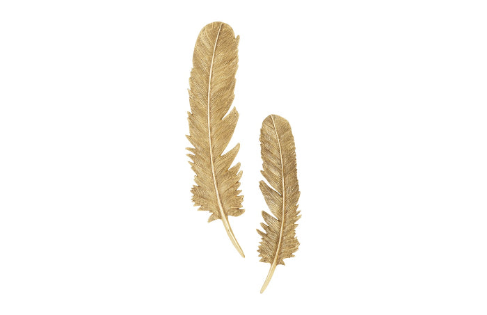 Gold Feather Wall Sculpture (Set of Two)