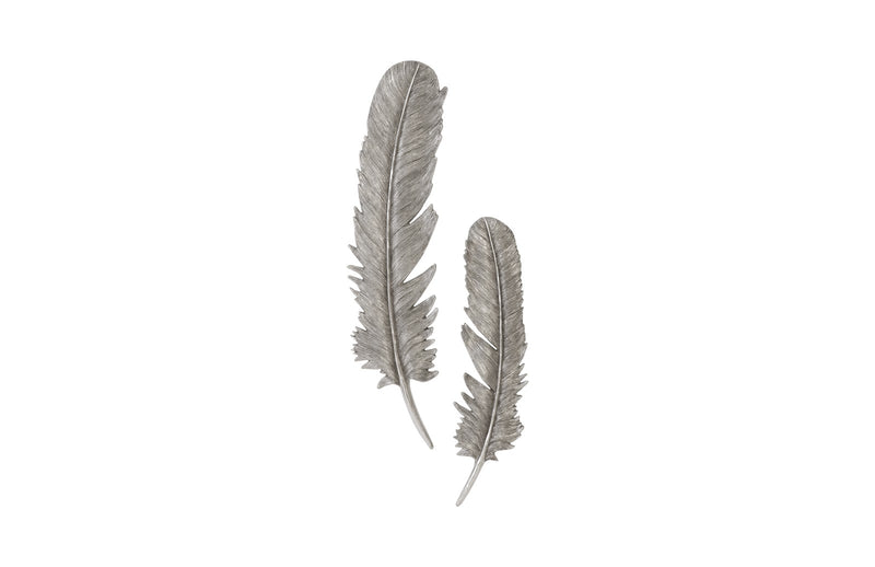 Silver Feather Wall Sculpture (Set of Two)