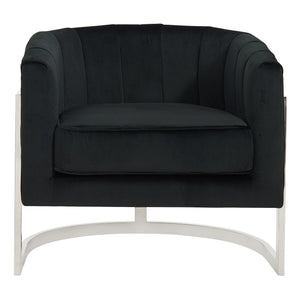 Toja Black Velvet and Chrome Accent Chair