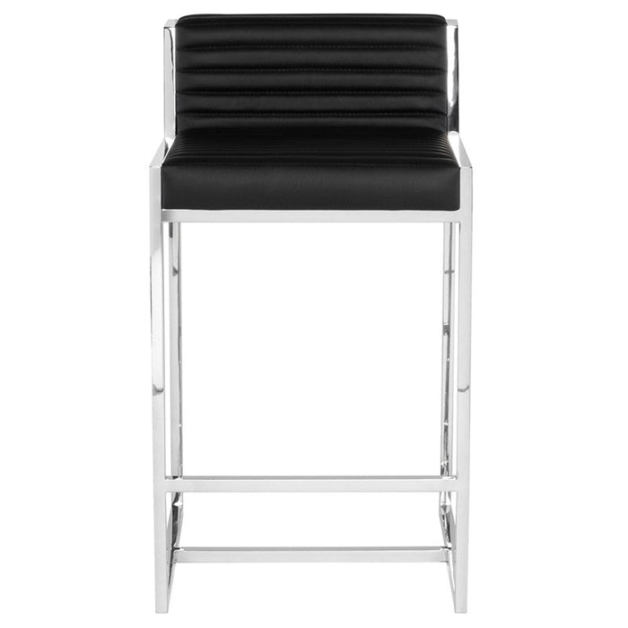 Zola Black Leather with Polished Stainless Counter Stool